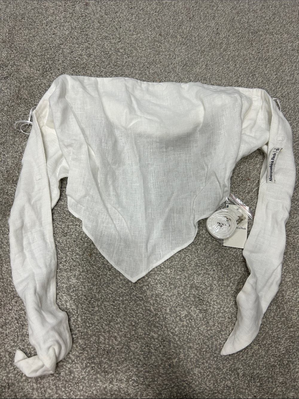 Abercrombie & Fitch White Shawl-Style Crop Top
